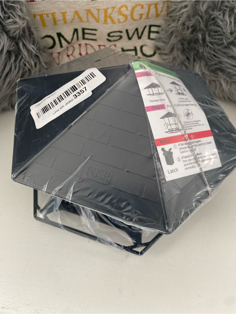 Black Outdoor Bird Feeder with Hex Roof - Durable Seed Tray